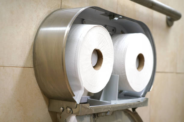 close up on bath tissue on the wall close up on bath tissue on the wall