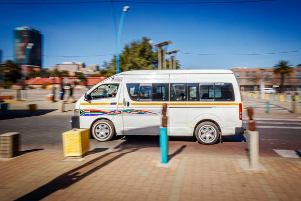 Moving taxi going past in Johannesburg city. Johannesburg, also known as Jozi, Jo'burg or eGoli, "city of gold" is the largest city in South Africa.